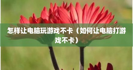怎样让电脑玩游戏不卡（如何让电脑打游戏不卡）