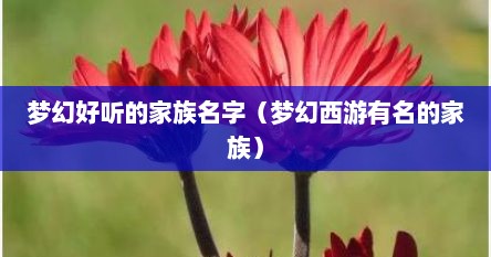 梦幻好听的家族名字（梦幻西游有名的家族）