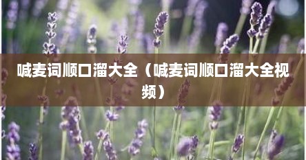 喊麦词顺口溜大全（喊麦词顺口溜大全视频）