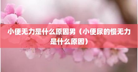 小便无力是什么原因男（小便尿的慢无力是什么原因）
