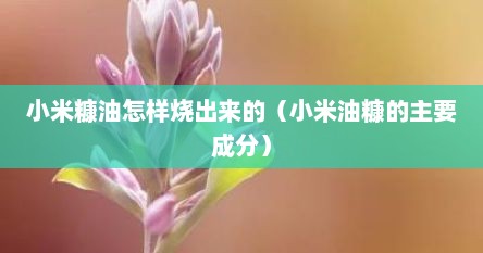 小米糠油怎样烧出来的（小米油糠的主要成分）