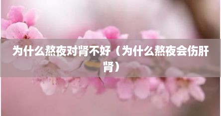 为什么熬夜对肾不好（为什么熬夜会伤肝肾）