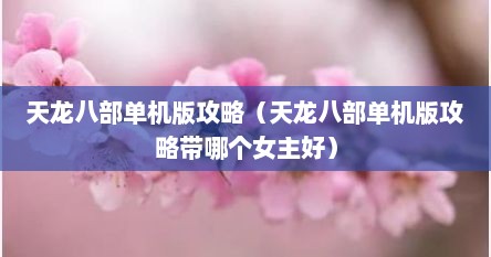 天龙八部单机版攻略（天龙八部单机版攻略带哪个女主好）