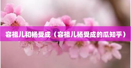 容祖儿和杨受成（容祖儿杨受成的瓜知乎）