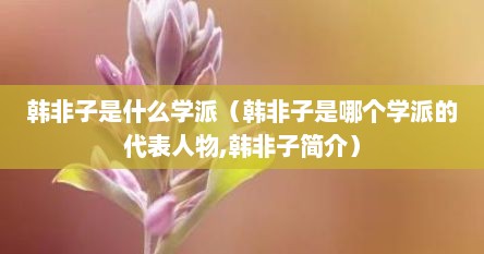 韩非子是什么学派（韩非子是哪个学派的代表人物,韩非子简介）