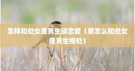 怎样和处女座男生谈恋爱（要怎么和处女座男生相处）