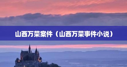 山西万荣案件（山西万荣事件小说）
