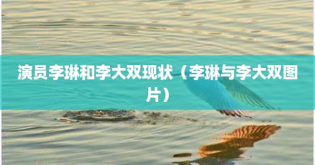 演员李琳和李大双现状（李琳与李大双图片）