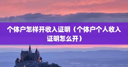 个体户怎样开收入证明（个体户个人收入证明怎么开）