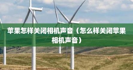 苹果怎样关闭相机声音（怎么样关闭苹果相机声音）