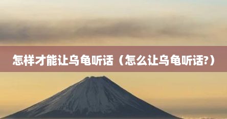 怎样才能让乌龟听话（怎么让乌龟听话?）