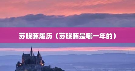 苏晓晖履历（苏晓晖是哪一年的）