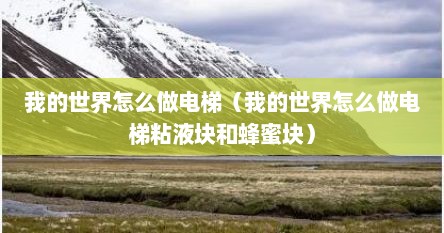 我的世界怎么做电梯（我的世界怎么做电梯粘液块和蜂蜜块）