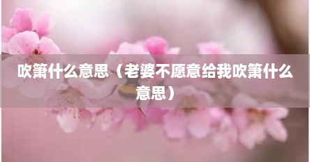 吹箫什么意思（老婆不愿意给我吹箫什么意思）
