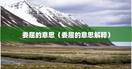 委屈的意思（委屈的意思解释）