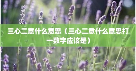三心二意什么意思（三心二意什么意思打一数字应该是）