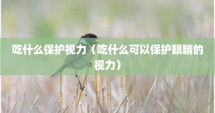 吃什么保护视力（吃什么可以保护眼睛的视力）
