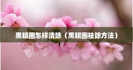 黑眼圈怎样清除（黑眼圈祛除方法）