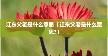 江东父老是什么意思（江东父老是什么意思?）