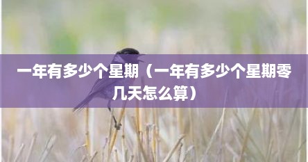一年有多少个星期（一年有多少个星期零几天怎么算）