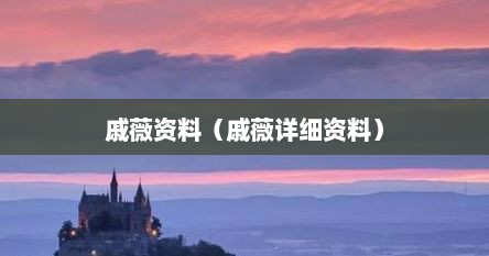 戚薇资料（戚薇详细资料）