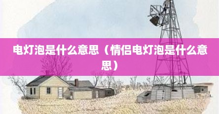 电灯泡是什么意思（情侣电灯泡是什么意思）