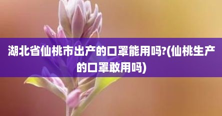 湖北省仙桃市出产的口罩能用吗?(仙桃生产的口罩敢用吗)