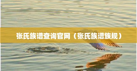 张氏族谱查询官网（张氏族谱族规）