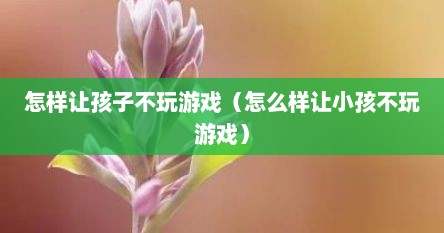 怎样让孩子不玩游戏（怎么样让小孩不玩游戏）