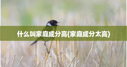 什么叫家庭成分高(家庭成分太高)