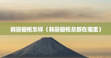 韩丽橱柜怎样（韩丽橱柜总部在哪里）