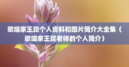 歌唱家王昆个人资料和图片简介大全集（歌唱家王昆老师的个人简介）