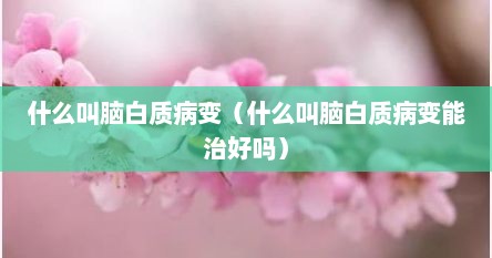 什么叫脑白质病变（什么叫脑白质病变能治好吗）
