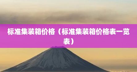 标准集装箱价格（标准集装箱价格表一览表）