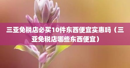 三亚免税店必买10件东西便宜实惠吗（三亚免税店哪些东西便宜）