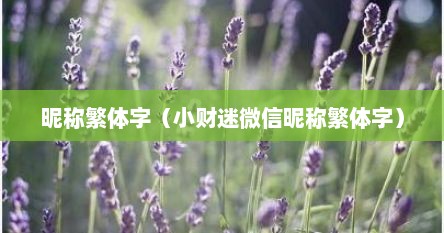 昵称繁体字（小财迷微信昵称繁体字）