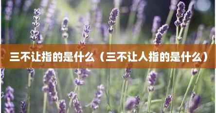 三不让指的是什么（三不让人指的是什么）
