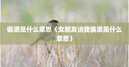 偏激是什么意思（女朋友说我偏激是什么意思）
