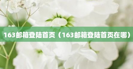 163邮箱登陆首页（163邮箱登陆首页在哪）