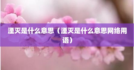 湮灭是什么意思（湮灭是什么意思网络用语）