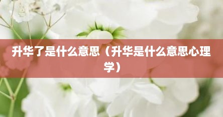 升华了是什么意思（升华是什么意思心理学）