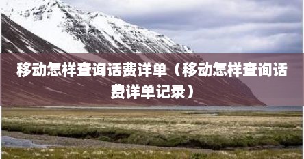 移动怎样查询话费详单（移动怎样查询话费详单记录）