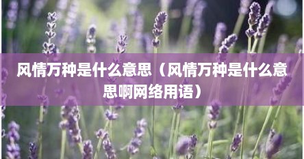 风情万种是什么意思（风情万种是什么意思啊网络用语）