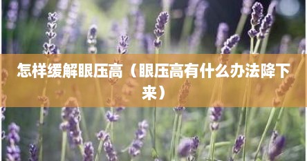 怎样缓解眼压高（眼压高有什么办法降下来）