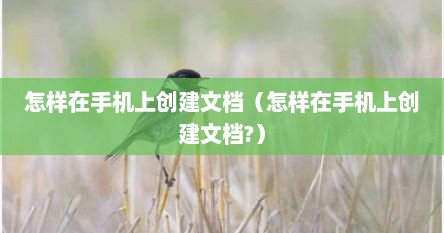怎样在手机上创建文档（怎样在手机上创建文档?）