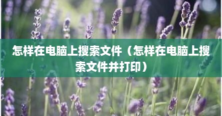 怎样在电脑上搜索文件（怎样在电脑上搜索文件并打印）