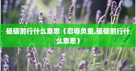 砥砺前行什么意思（忍辱负重,砥砺前行什么意思）