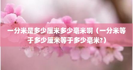 一分米是多少厘米多少毫米啊（一分米等于多少厘米等于多少毫米?）