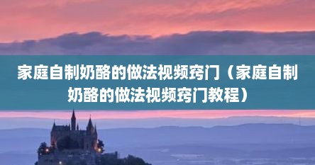 家庭自制奶酪的做法视频窍门（家庭自制奶酪的做法视频窍门教程）