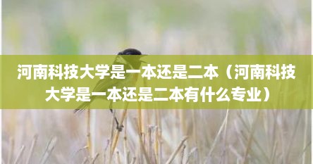 河南科技大学是一本还是二本（河南科技大学是一本还是二本有什么专业）